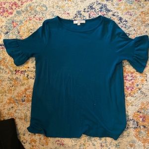 Blue bell sleeve shirt